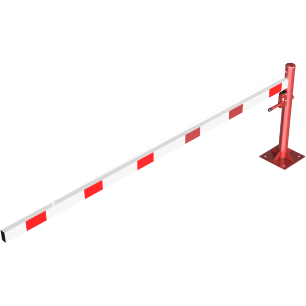 Swing barrier | with pull rope reinforcement | to be fixed by plugs, hot-dip galvanized and red coated with white reflecting rings | Barrier arm length: 3500 mm | with Euro profile cylinder lock